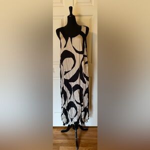 Alembica Ondine Plisse Cream Women’s Sleeveless Maxi Dress With Side Slits.
